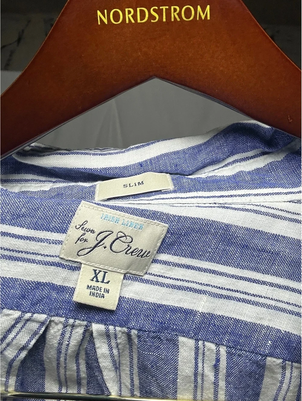 J.Crew Slim Fit Blue and White Striped Button-Up Shirt XL